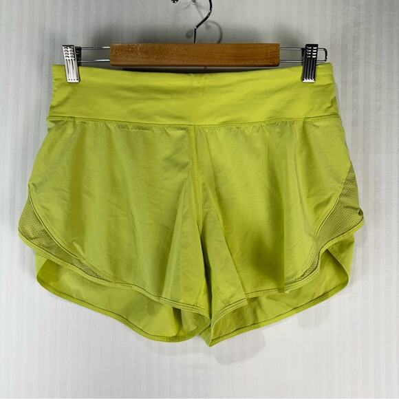 Lululemon Run Off Route High Rise Short 4” Lemon Vibe Women's Size 8 Mesh Swift - Picture 1 of 7